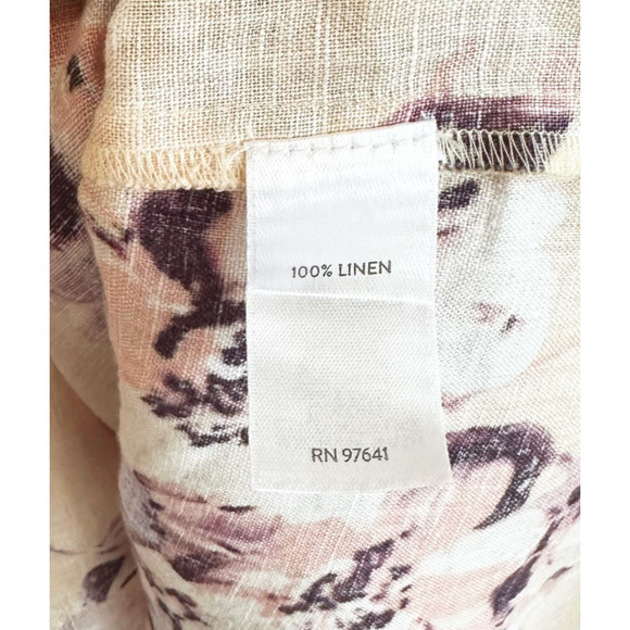 J Jill Womens Floral 100% Linen Dress Large Pockets Coatal Beachy Breathable - Picture 6 of 9